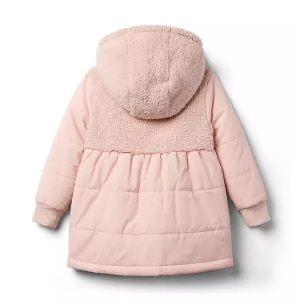 Janie‎ and Jack The Quilted Sherpa Coat in Peach Candy Size 6-12 Months NWT